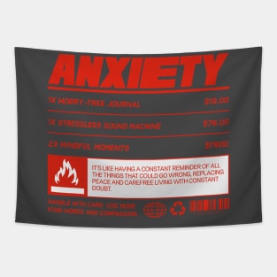 Anxiety Warning Label Tapestry