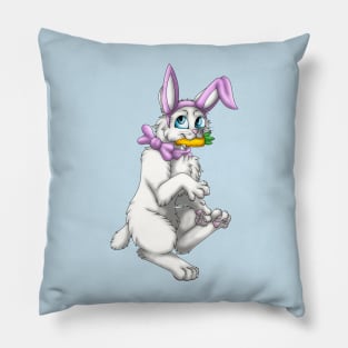 Bobtail BunnyCat: White (Pink) Pillow