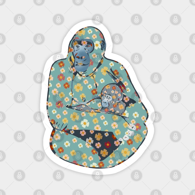 Gorilla mum and baby Magnet by Mimie20