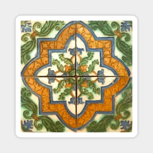 16th Century Spanish Floral Tile Pattern Magnet