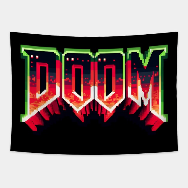 Retro Doom Revival Tapestry by Teeeshirt