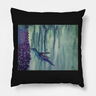 Midday Flight oil and watercolor painting by tabitha kremesec Pillow