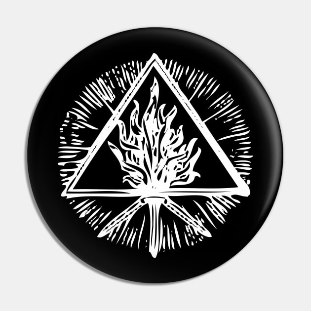 ANCIENT FIRE SYMBOL - white Pin by shethemastercovets