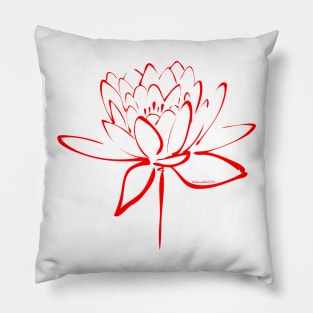 Red Calligraphy Lotus Pillow