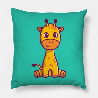 Cute Giraffe Sitting Cartoon Pillow