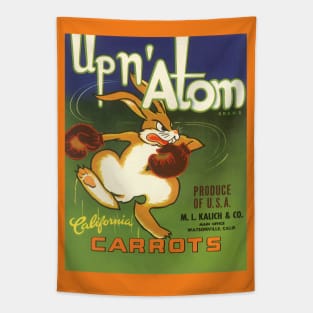 Vintage Up n' Atom Carrots Fruit Crate Label Tapestry