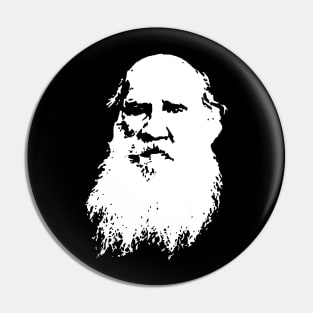 Leo Tolstoy White On Black Pin