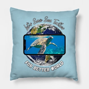 Let's Save Sea Turtles Pillow