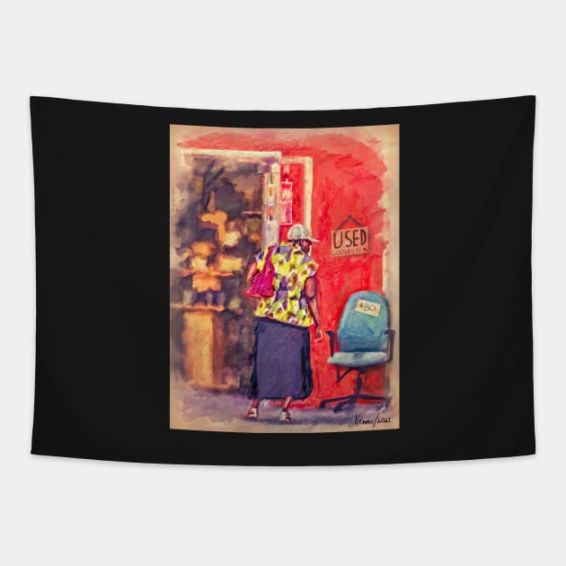 The Bargain Shopper Tapestry by kenmo