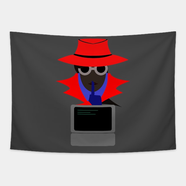 Lady Red Shush (Afro W/Computer): A Cybersecurity Design Tapestry by McNerdic