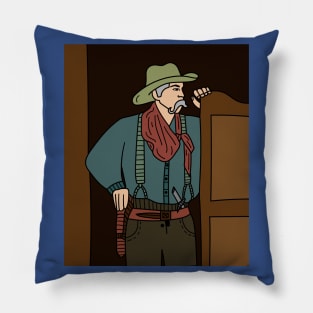 Retro Wild West Cowboys Rodeo Pillow