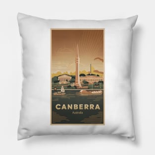 Retro Vintage Canberra Australia Travel Poster Pillow