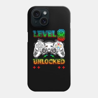 Level 8 Unlocked Birthday tee 8th Birthday Boy Gamer top 8 years Old Gamer tee Svg, Funny Kids Gamer gift Phone Case