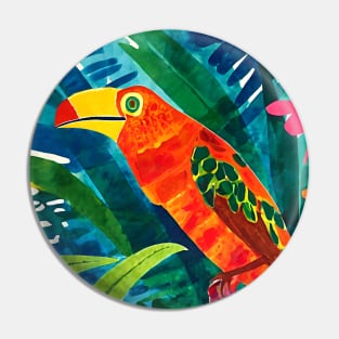 Colorful Tropical Bird Painted Fauvist Rainforest Toucan Pin