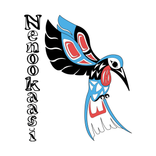 Indigenous Hummingbird (Nenookaasi) Blue T-Shirt