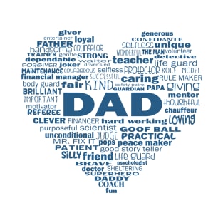 Dad Heart Word Cloud - Blue T-Shirt