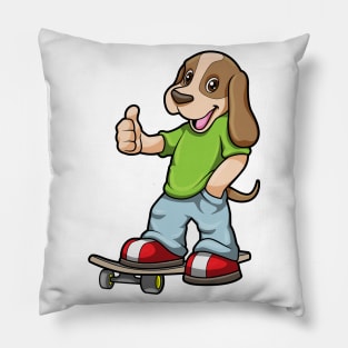 Dog as Skater with Skateboard Pillow