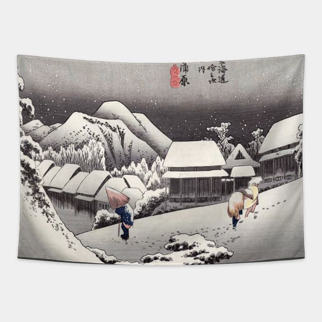 A Snowy Station of the Tōkaidō by Utagawa Hiroshige Tapestry by uncommontee