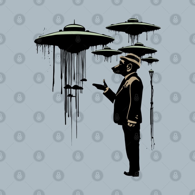 The Dogs in Black: Sci Fi UFO Surrealism by SunGraphicsLab