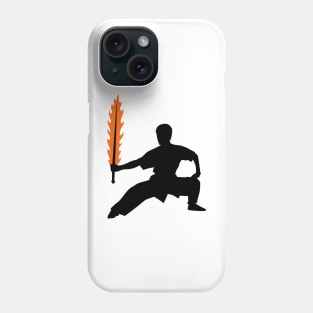 Wushu Boy Fire Sword Silhouette Pose Phone Case