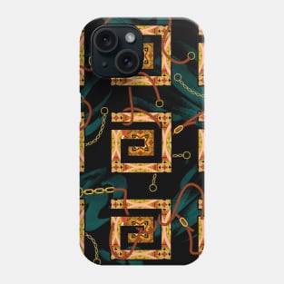 Belts, gold chain and ethnic pattern Phone Case