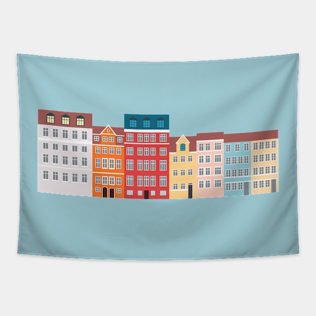 Nyhavn, Copenhagen, Denmark - South Tapestry by lymancreativeco