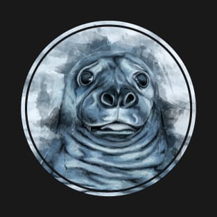 Cute seal in ocean, watercolor sealife art T-Shirt
