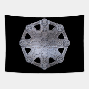 Dharma Wheel - Dharmachakra Metalic embossed Tapestry