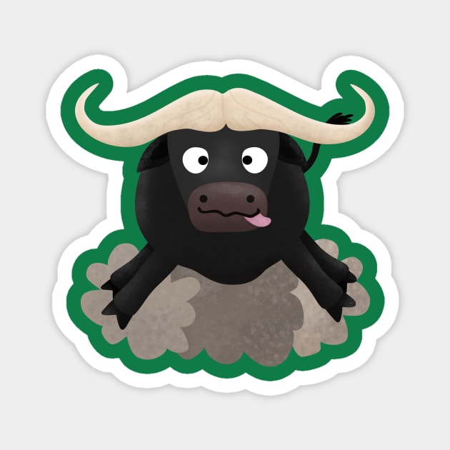 Funny running water buffalo cartoon Magnet by FrogFactory