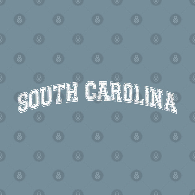 Discover Vintage University-look South Carolina White Sports Distressed - South Carolina - T-Shirt