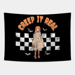 Retro Creep It Real Ghost Girl Boy Halloween Costume Tapestry