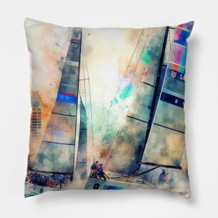 Abstract looking illustration of a sailboat race Pillow