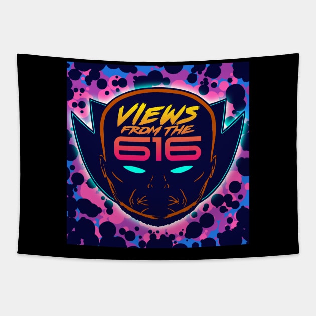 FRONT & BACK That Purple Views From The 616 Logo Tapestry by ForAllNerds