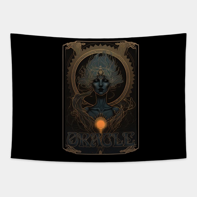 Oracle - Ancient Witch of Prophecy Art Nouveau Tapestry by AltrusianGrace