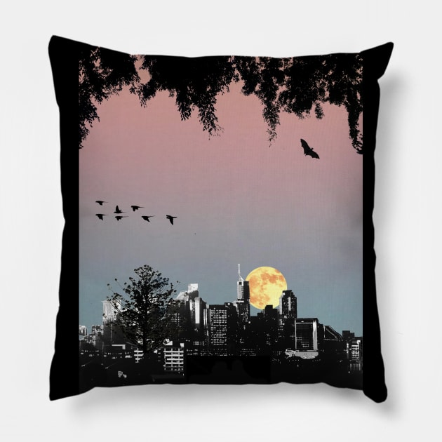 Brisbane City Skyline Pillow by wanungara