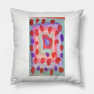 Red on grey dots Pillow