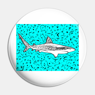 SHARK ink portrait Pin