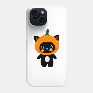 Funny Kawaii Cute Black Cat Pumpkin Halloween Costume Phone Case