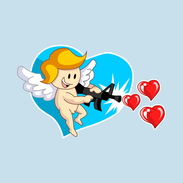 Kawaii Angel with Hearts Machine Gun for Valentine's Day by elkingrueso