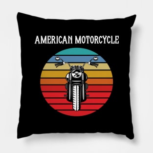 Motorcycle Vintage Sunset Pillow