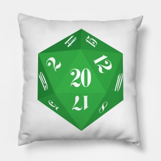 Green 20-Sided Dice Design Pillow