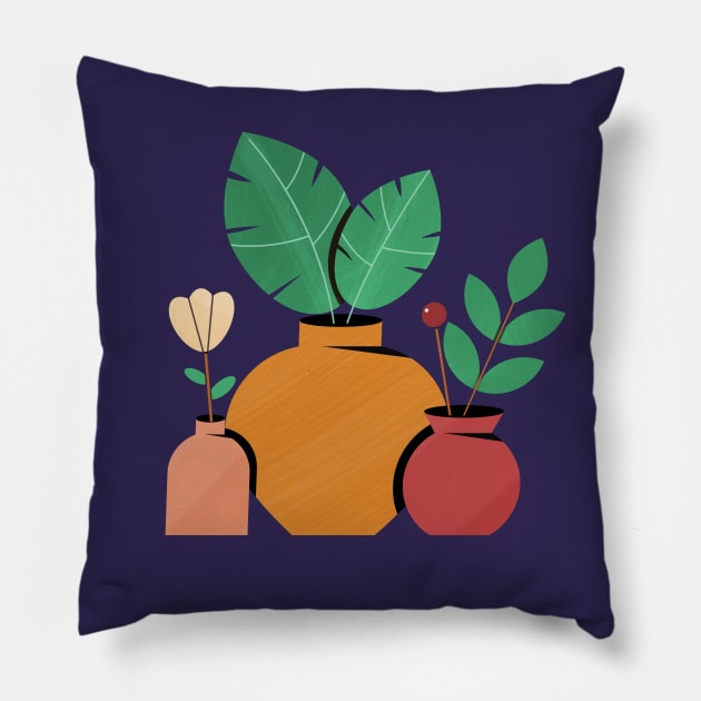 Minimal Geometric House Plants With Vases Pillow by kpatart