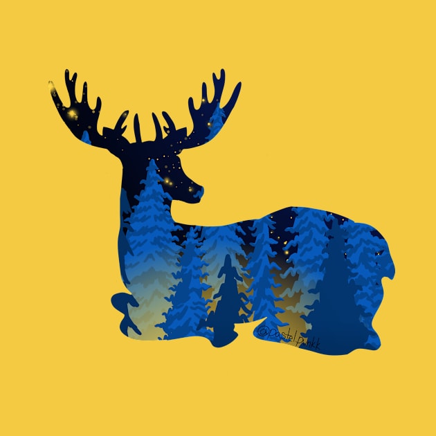 Blue Deer Silhouette by Pastel.Punkk