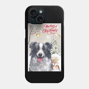 Border Collie Merry Christmas Santa Dog Phone Case