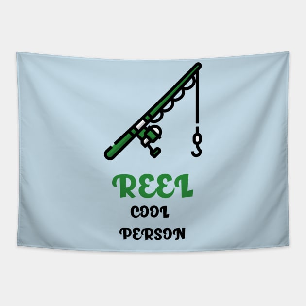 Reel Cool Person Fishing T-Shirt Tapestry by FunTeeGraphics