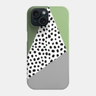 Geometric Polka Dot, Black, Sage and Olive Green Phone Case