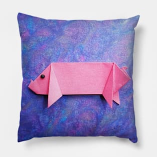 Pink origami pig Pillow