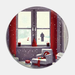 Merry Red Christmas Introverting Snow and Winter Pin