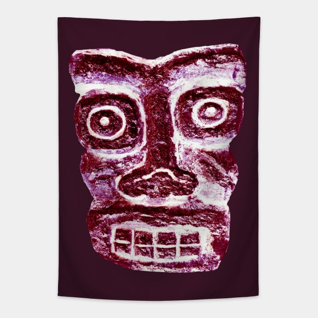 Stone Face Skull Grin Mask Tapestry by badlydrawnbabe