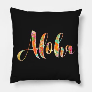 Aloha Typograhy, Pineapples Collage Pillow